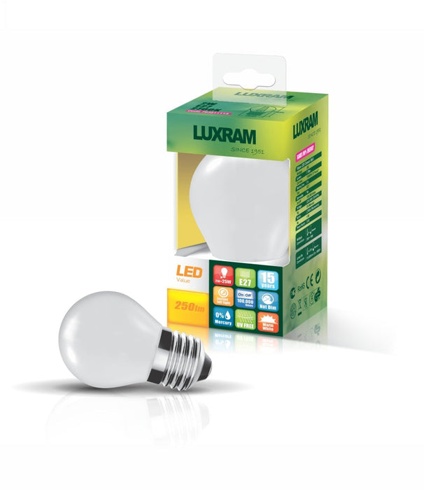 Luxram Value Classic LED Ball E27 4W Warm White 2700K, 470lm, Colour-Box (Frosted)  • 763531133