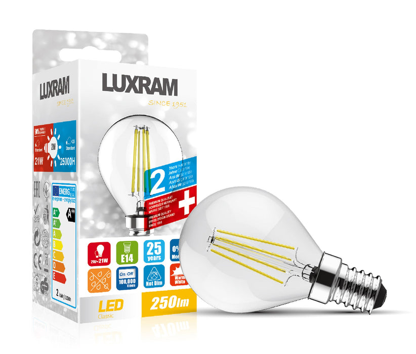 Luxram Value Classic LED Ball E14 4W Warm White 2700K, 470lm, Frosted Finish • 763532133