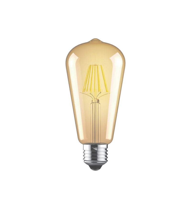 Luxram Value Vintage LED Rustica Tradition Tip/M ST64 E27 Dimmable 6.5W 2200K, 630lm, Amber Finish • 763721253