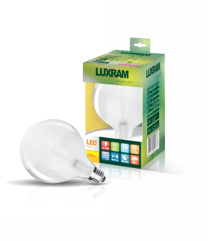 Luxram Value Classic LED Globe 120mm E27 8W 1055lm Warm White 2700K Colour-Box (Frosted)  • 763838163