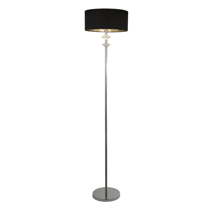 Searchlight Ontario 1Lt Chrome Floor Lamp With Black Shade/Silver Inner • 7650CC