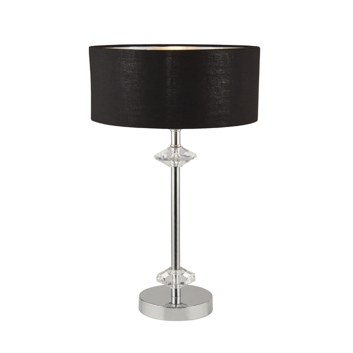 Searchlight Ontario 1Lt Chrome Table Lamp With Black Shade/Silver Inner • 7651CC