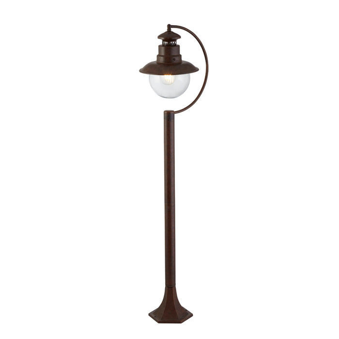 Searchlight Station 1Lt Outdoor Garden Post (1100Mm Height) - Rustic Brown With Clear Glass • 7655RU