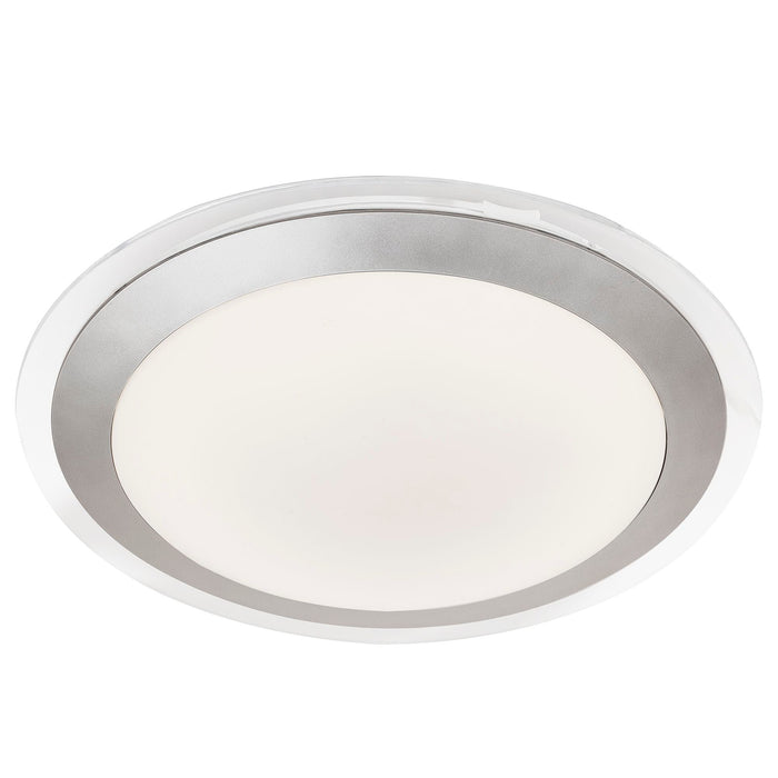Searchlight Chester Bathroom Flush Led Ip44 , Clear & Silver, White Shade • 7684-33SI