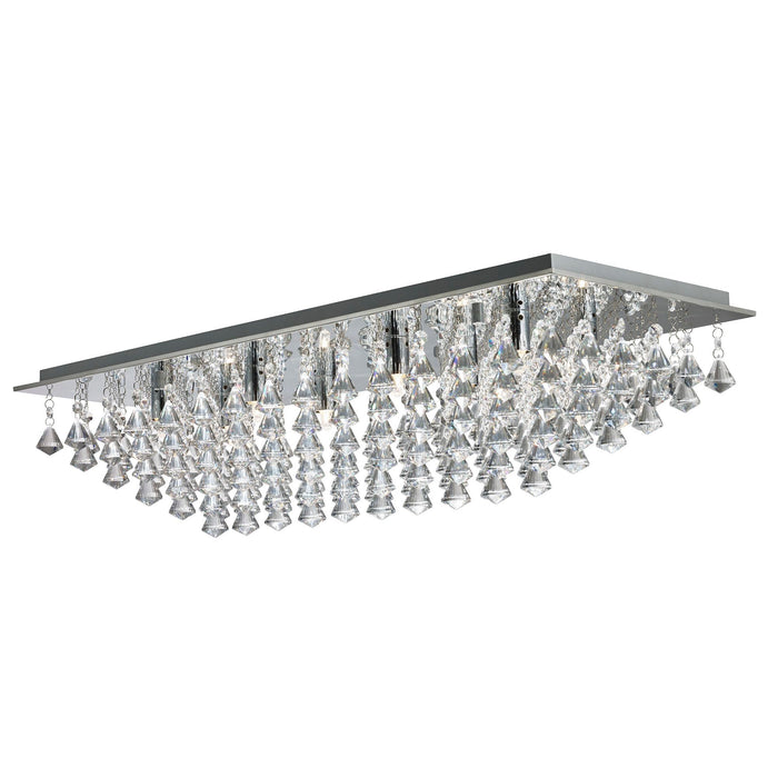 Searchlight Hanna - 8Lt Rectangle Flush, Chrome, Crystal Pyramid Drops • 7828-8CC