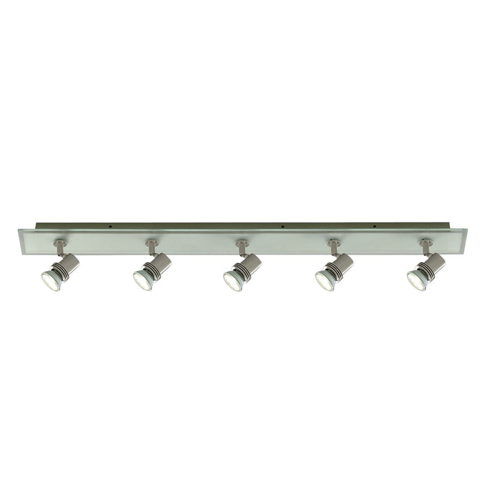 Searchlight Top Hat 5Lt Bar Spot Sat/Silver Glass Backplate Gu10 • 7845-5