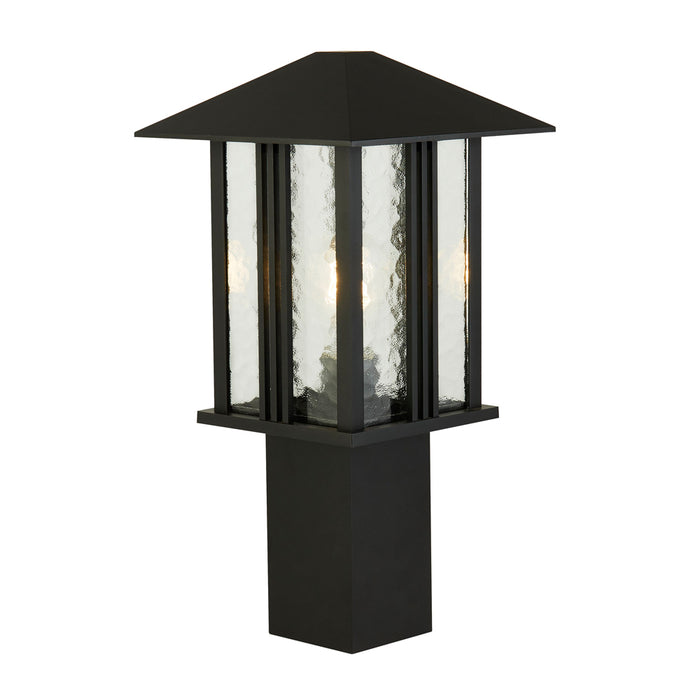 Searchlight Venice 1Lt Outdoor Post (450Mm Height) - Black With Water Glass • 7925-450