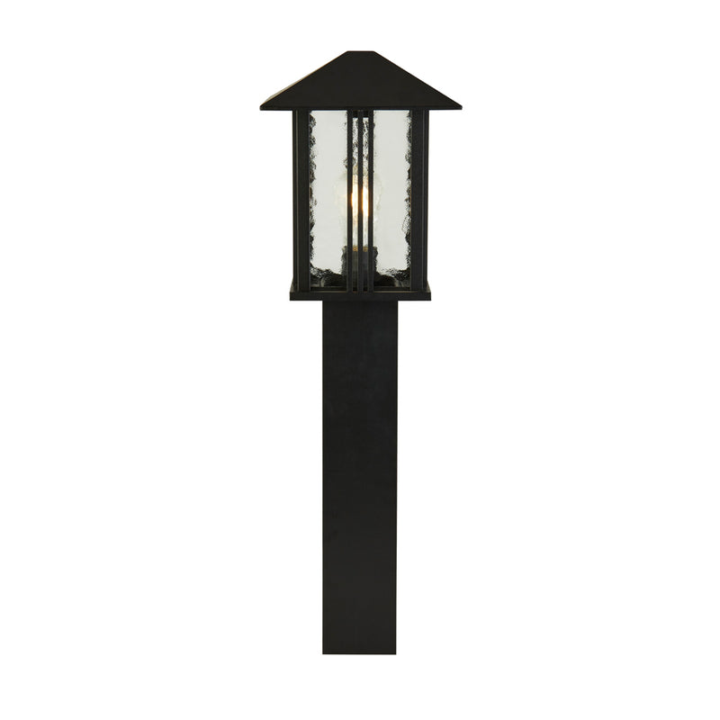 Searchlight Venice 1Lt Outdoor Post (740Mm Height) - Black With Water Glass • 7925-740
