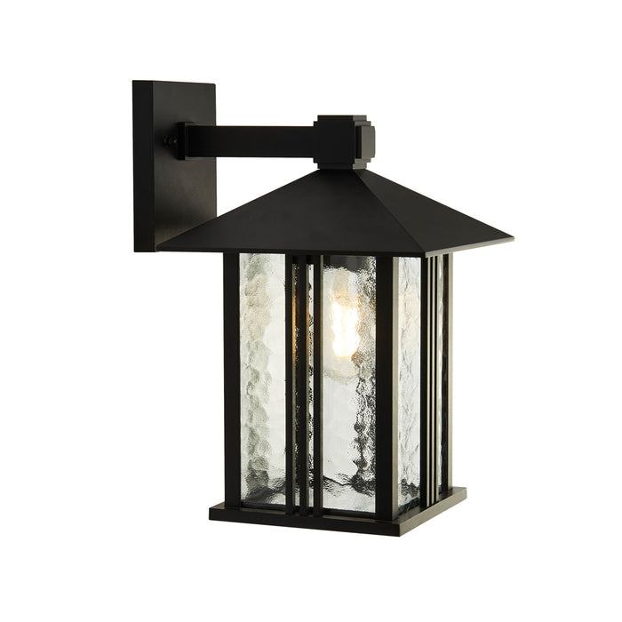 Searchlight Venice 1Lt Outdoor Wall / Porch Light - Black With Water Glass • 7926BK