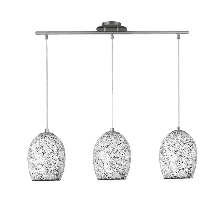 Searchlight Crackle - 3Lt White Glass Pendant • 8069-3WH