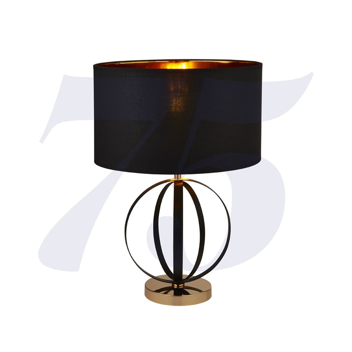 Searchlight Hazel Table Lamp With Black Shade, Gold Inner • 8072BGO