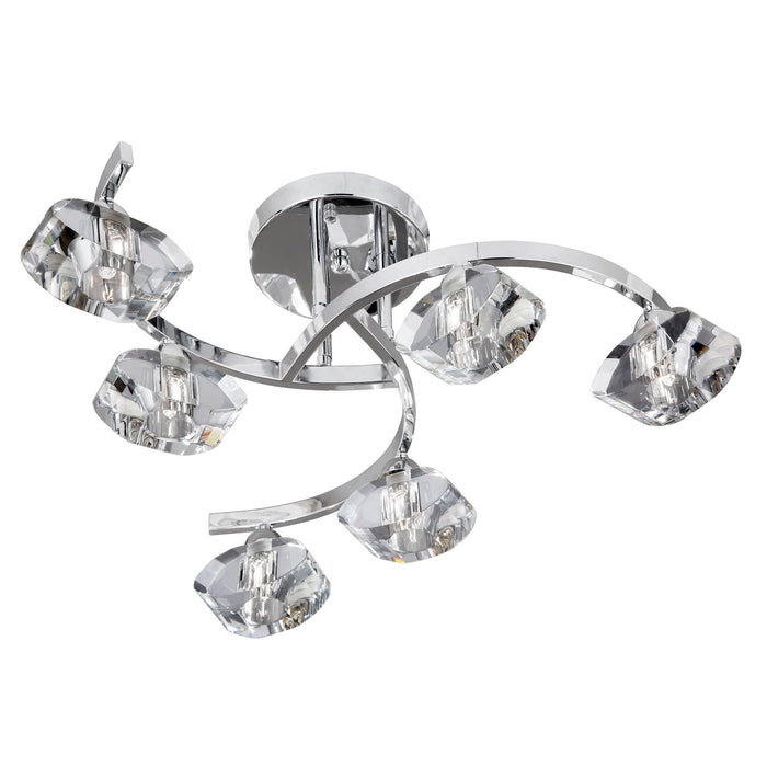 Searchlight Sculptured Ice Ii - 6Lt Cc Curve Semi Flush-Cl Glass • 8086-6CC