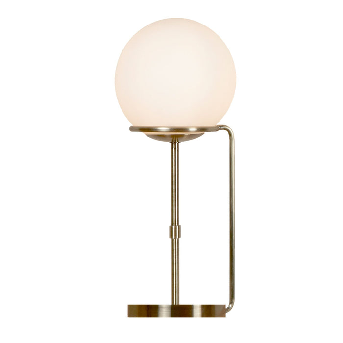 Searchlight Sphere 1Lt Table Lamp, Antique Brass, Opal White Glass Shades • 8092AB