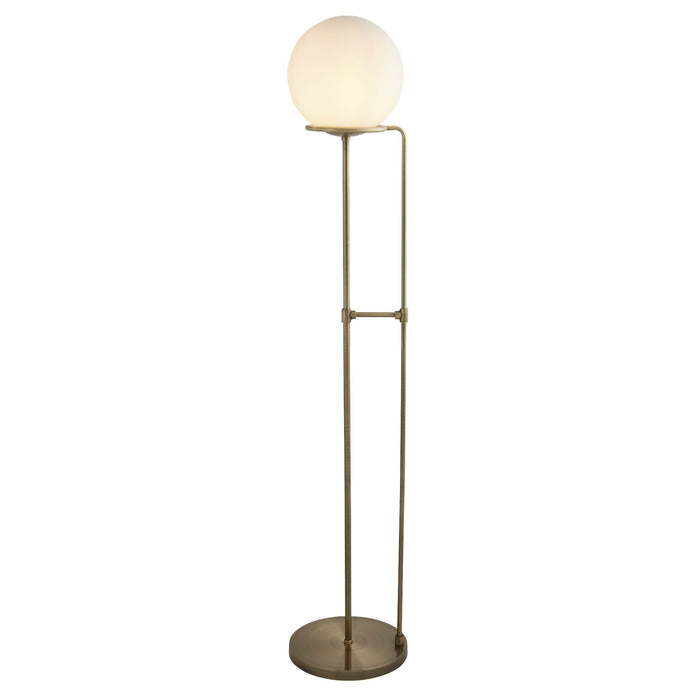 Searchlight Sphere 1Lt Floor Lamp, Antique Brass, Opal White Glass Shade • 8093AB
