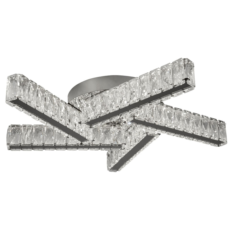 Searchlight Clover - 5Lt Led Ceiling Flush, Clear Crystal, Chrome • 8125-5CC