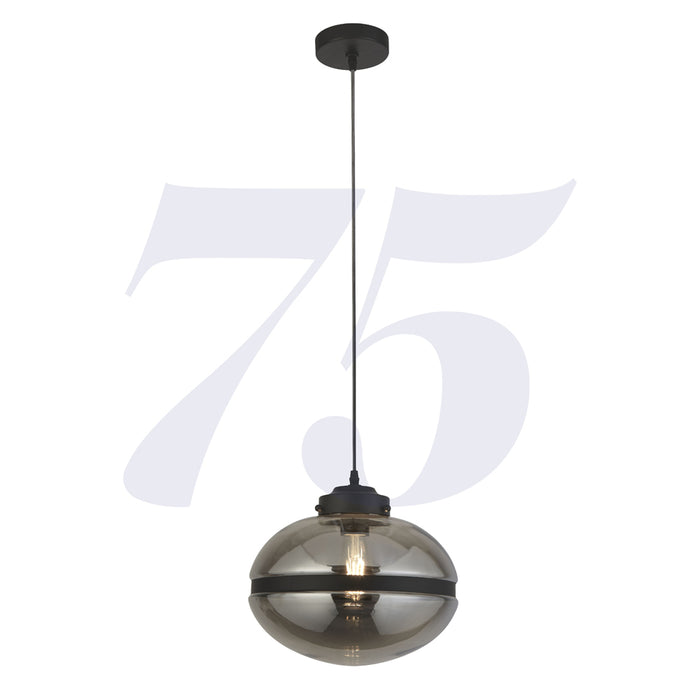 Searchlight Meringue 1Lt Smoked Pendant With Black Band Detail • 8131-1SM