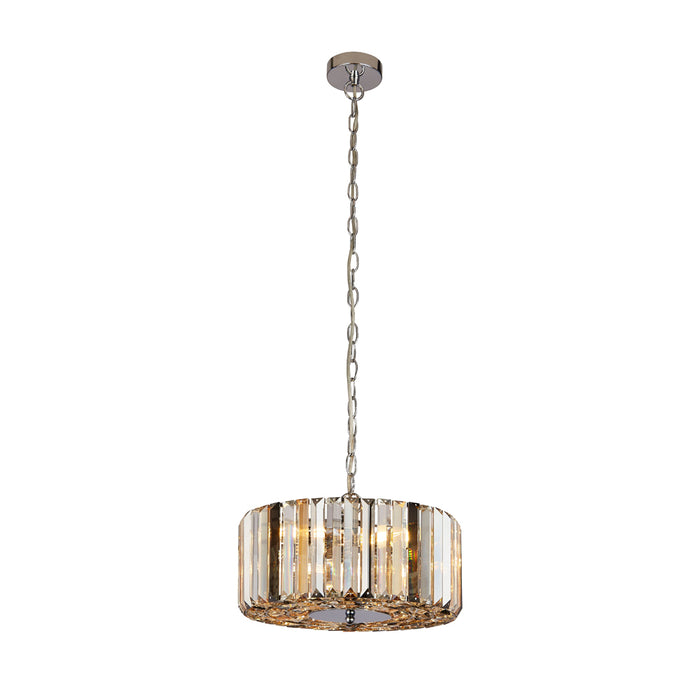 Searchlight Chapeau 3Lt Chrome Pendant With Amber, Smoke And Clear Glass Crystals • 82101-3CC