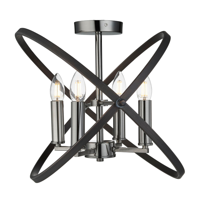 Searchlight Hoopla 4Lt Semi Flush, Pewter • 8344-4PW