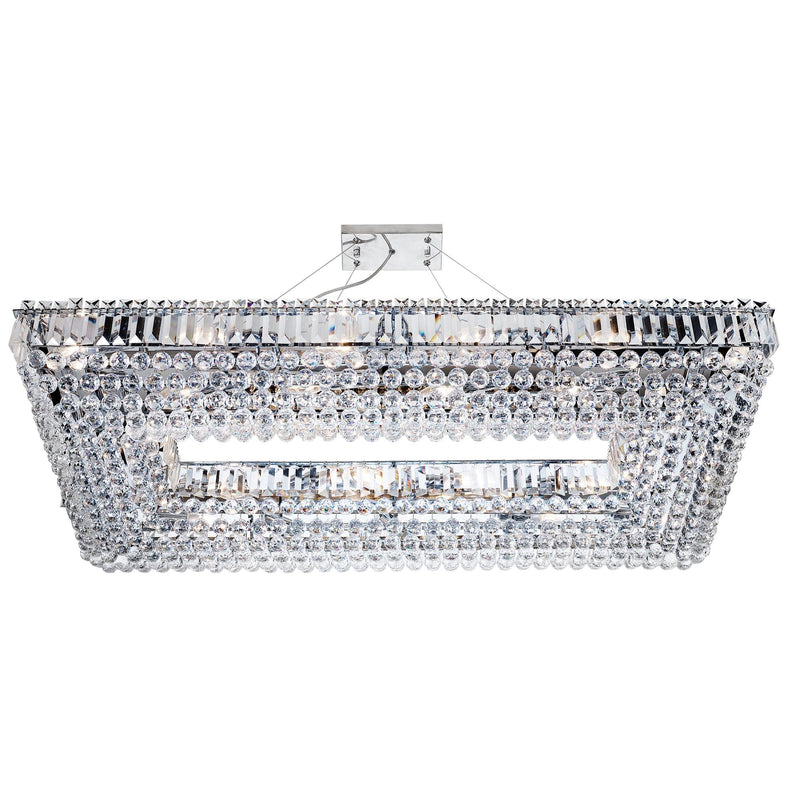 Searchlight Vesuvius -  26Lt Rectangle Crystal Ceiling, Chrome, Clear Coffin Drop Trim & Ball Drops • 8382CC