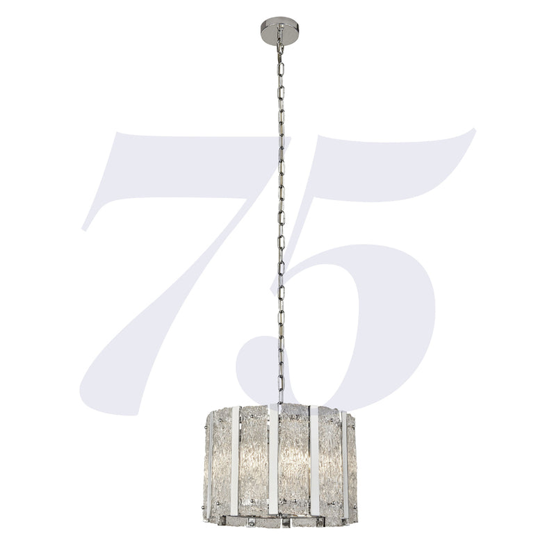Searchlight Alexandra 5Lt Satin Silver Pendant With Aquatex Glass And Metal Bars • 8405-5SS