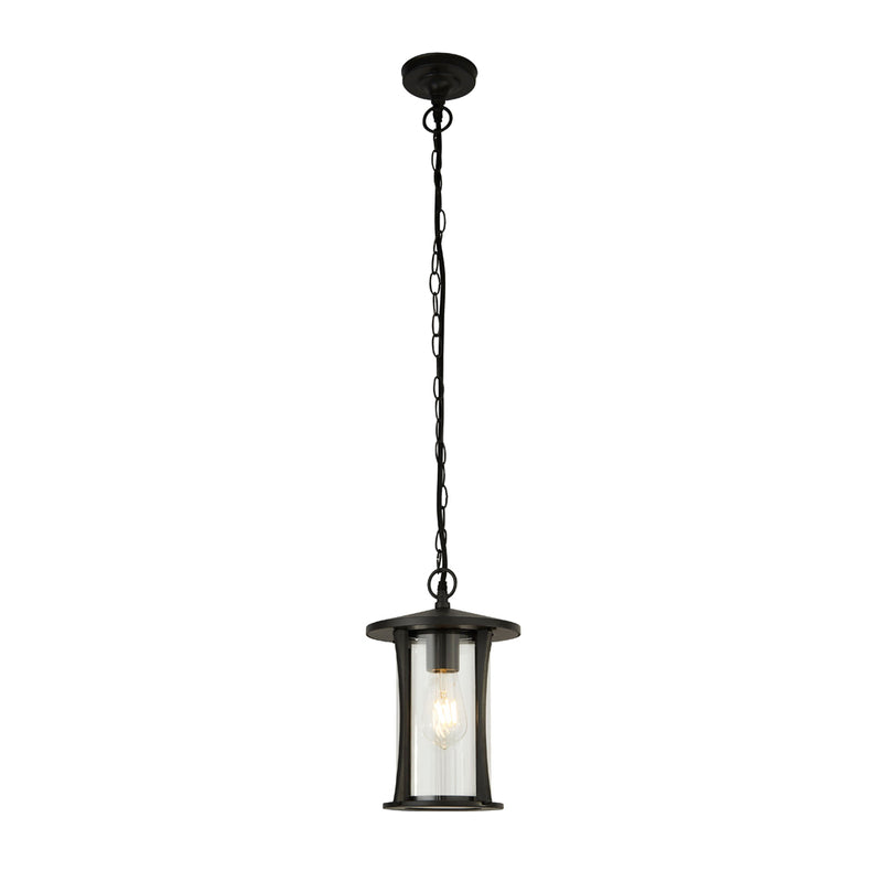 Searchlight Pagoda 1Lt Outdoor Pendant - Black With Clear Glass • 8476BK