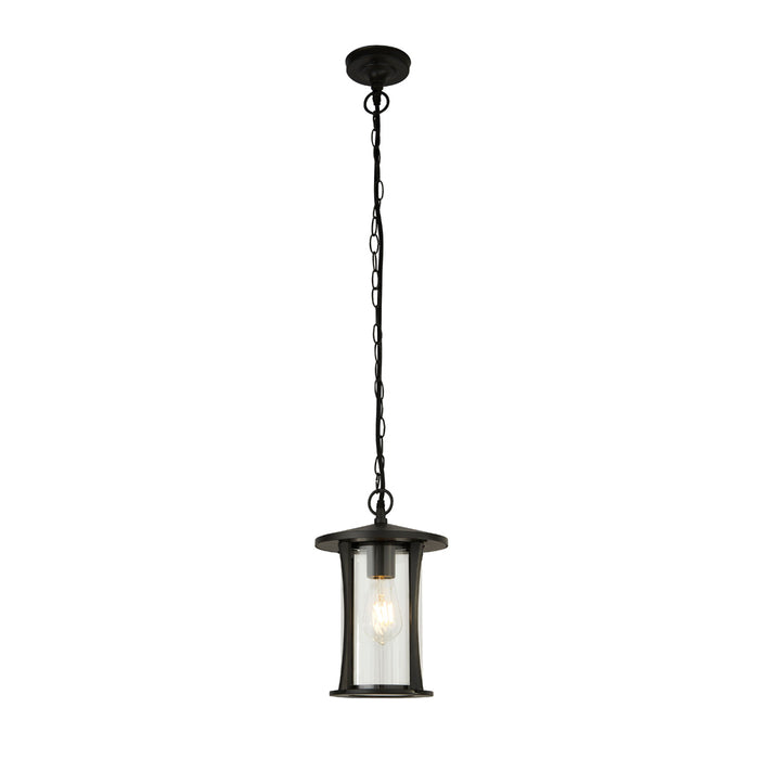 Searchlight Pagoda 1Lt Outdoor Pendant - Black With Clear Glass • 8476BK