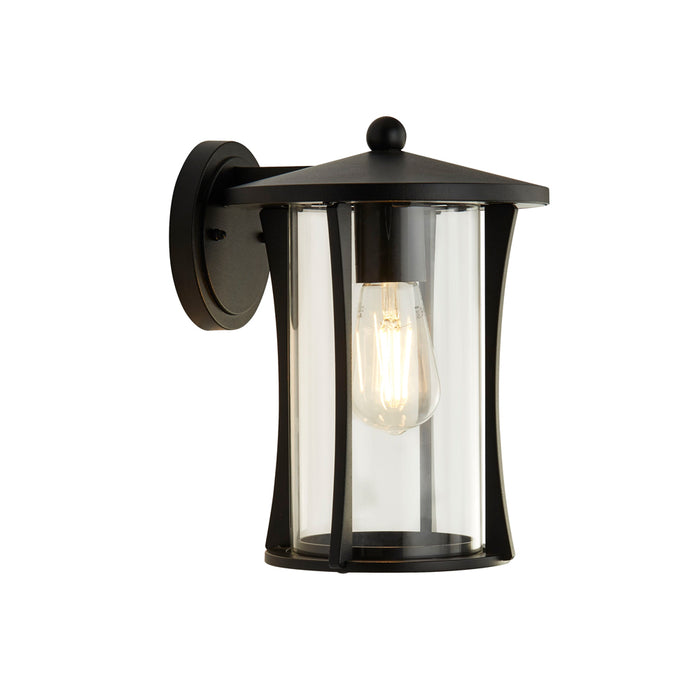 Searchlight Pagoda 1Lt Outdoor Wall/Porch Light - Black With Clear Glass • 8477BK