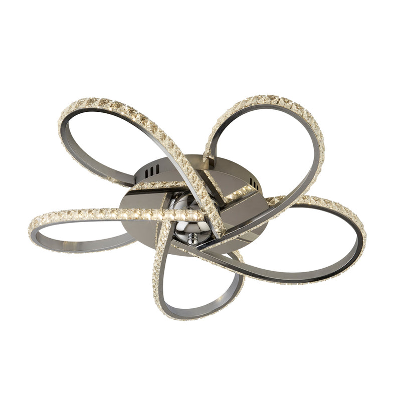 Searchlight Daisy 5Lt Led Flush Fitting, Chrome With Clear Crystals • 85201-5CC