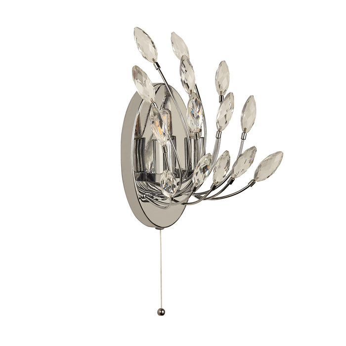 Searchlight Peacock 2Lt Wall Light With Crystal • 86012-2CC