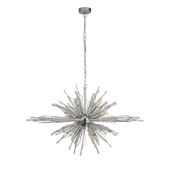 Searchlight Starburst 8Lt Chrome Pendant With Clear Glass Bead Detail • 8638-8CC