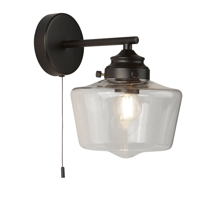 Searchlight School House 1Lt Wall Light , Black With Opal Glass • 8708-1BK