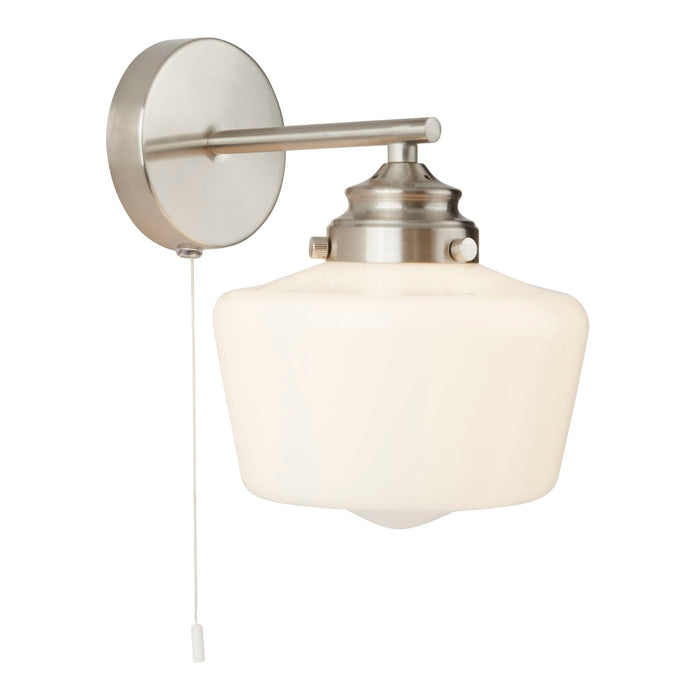 Searchlight School House 1Lt Wall Light , Satin Silver With Opal Glass • 8708-1SS
