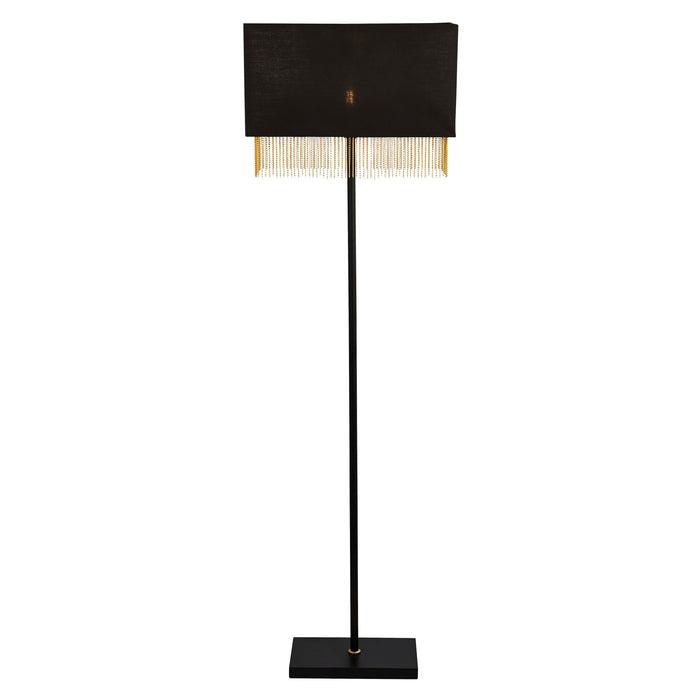 Searchlight Fringe 1Lt Floor Lamp - Black Shade With Gold Chain • 8729BK