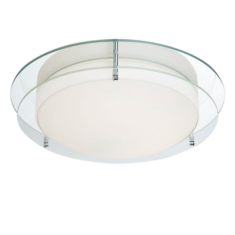 Searchlight Limerick Bathroom Flush Chrome Fitting, Mirror Backplate, Opal Glass • 8803-36CC