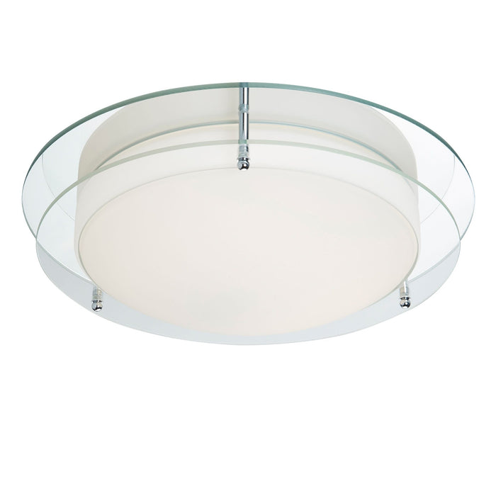 Searchlight Limerick Bathroom Flush Chrome Fitting, Mirror Backplate, Opal Glass • 8803-36CC
