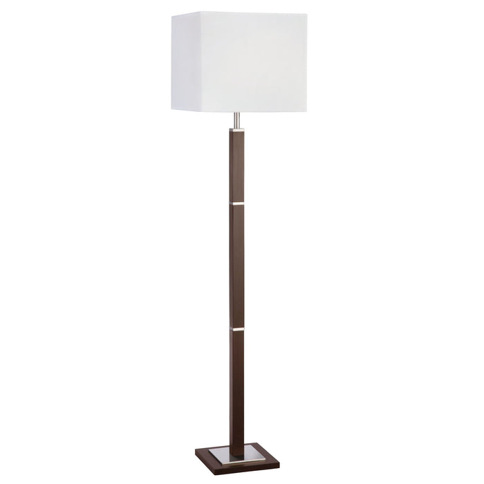 Searchlight Waverley Floor Lamp 1Lt Brown Wood/Ss Rectangular • 8880BR