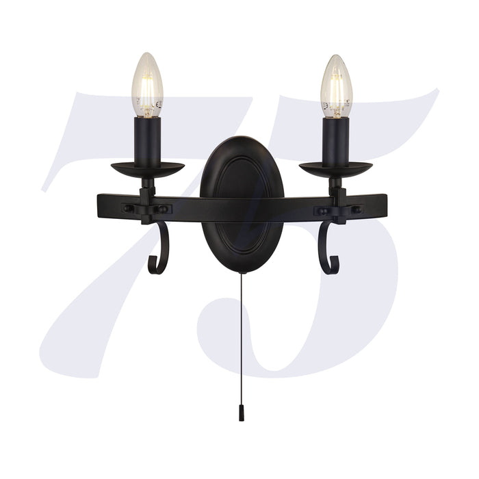 Searchlight Cartwheel Iii - 2Lt Wall Light - Black • 8902-2BK