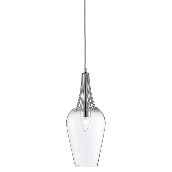 Searchlight Whisk Pendant - Chrome & Clear Glass • 8911CC