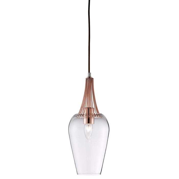 Searchlight Whisk Pendant - Copper & Clear Glass • 8911CU