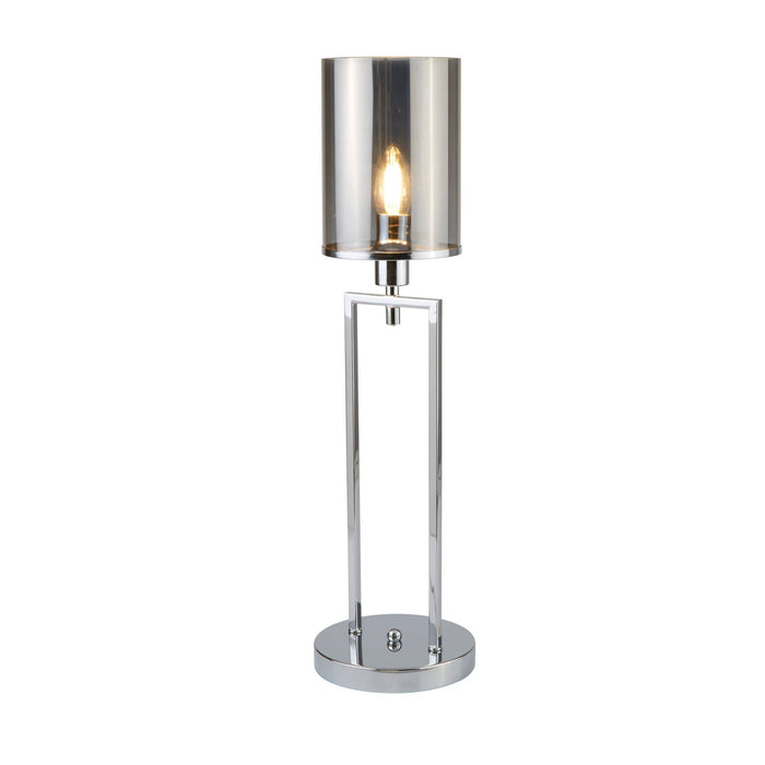 Searchlight Catalina 1Lt Table Lamp, Chrome, Smoked Glass Shades • 9052CC
