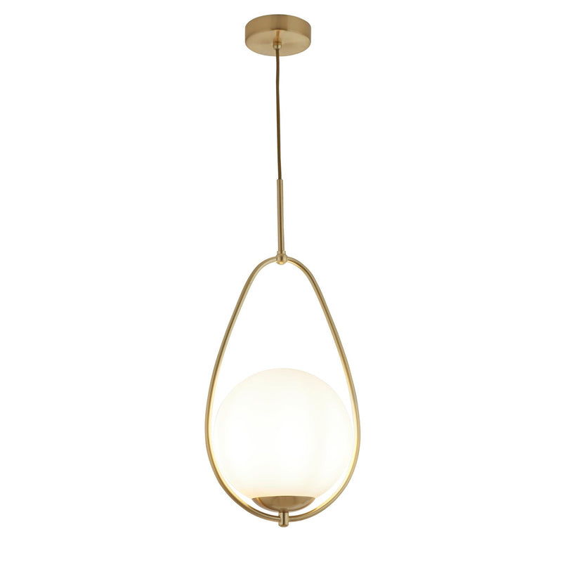Searchlight Avalon 1Lt Ball Pendant, Gold With Matt Opal Glass • 9171-1GO