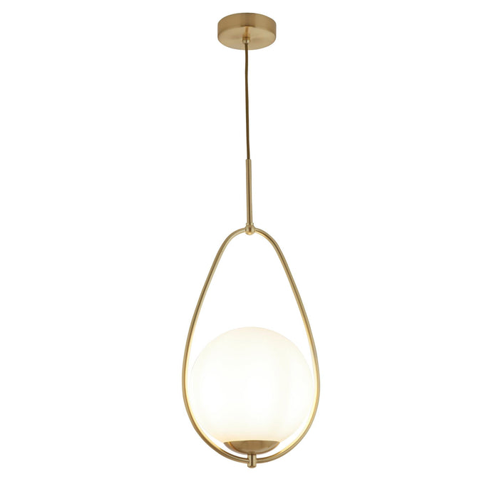 Searchlight Avalon 1Lt Ball Pendant, Gold With Matt Opal Glass • 9171-1GO