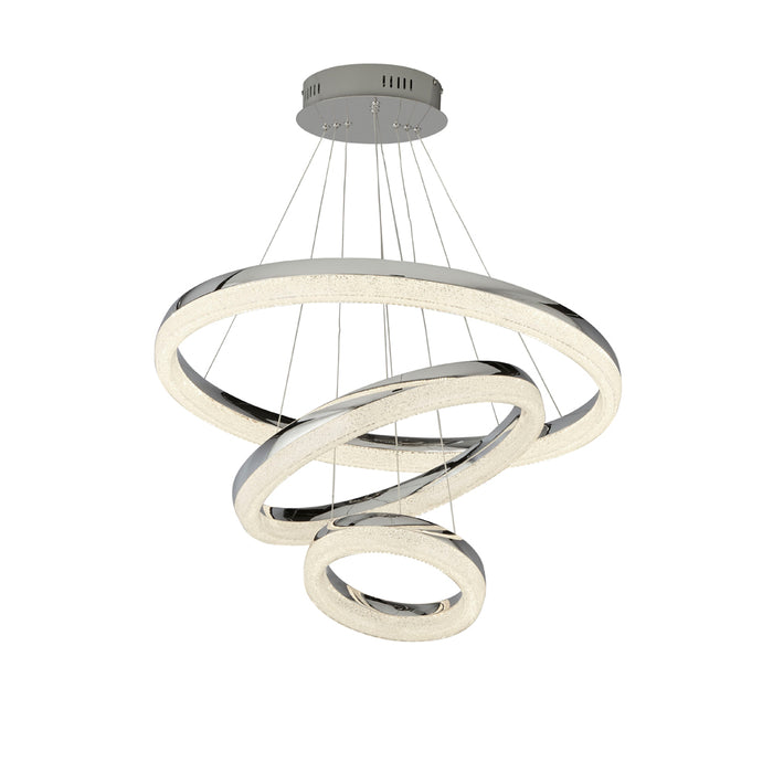 Searchlight Circle Led 3 Ring Ceiling Pendant, Chrome, Crushed Ice • 9207-3CC