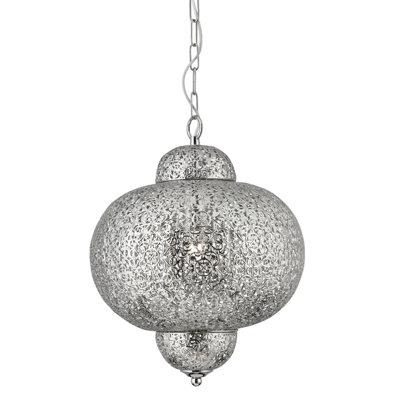 Searchlight Fretwork  - 1Lt Pendant, Shiny Nickel • 9221-1SS