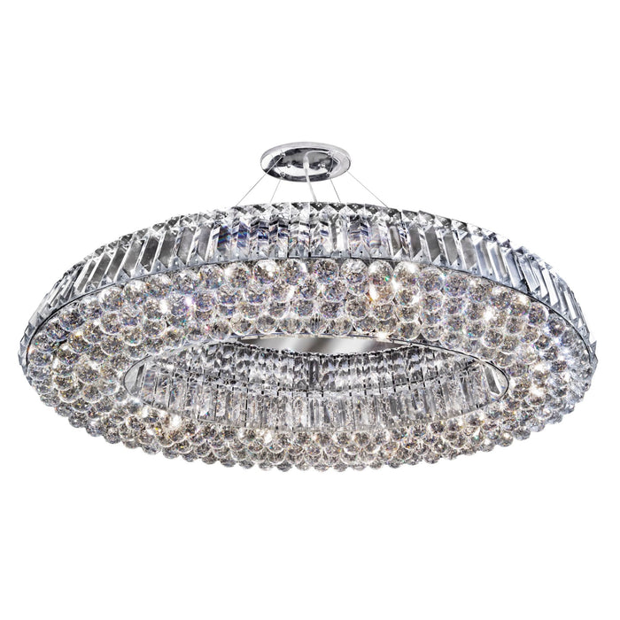 Searchlight Vesuvius -  Oval 10Lt Ceiling, Chrome With Clear Crystal Coffins Trim & Ball Drops • 9291CC