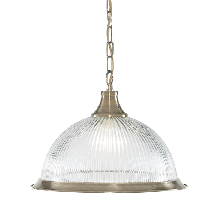 Searchlight American Diner - 1Lt Pendant, Antique Brass, Clear Glass • 9369