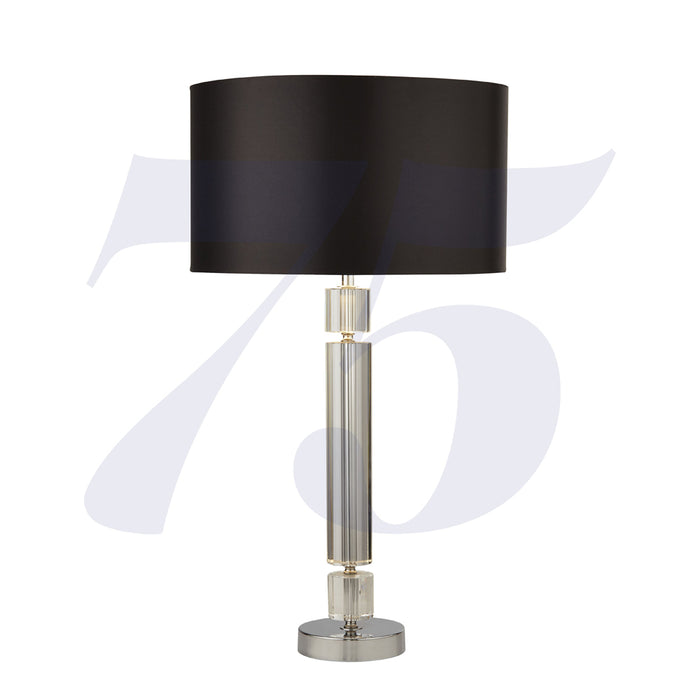 Searchlight Kylie Chrome/Glass Table Lamp With Black Shade Silver Inner • 9387CC