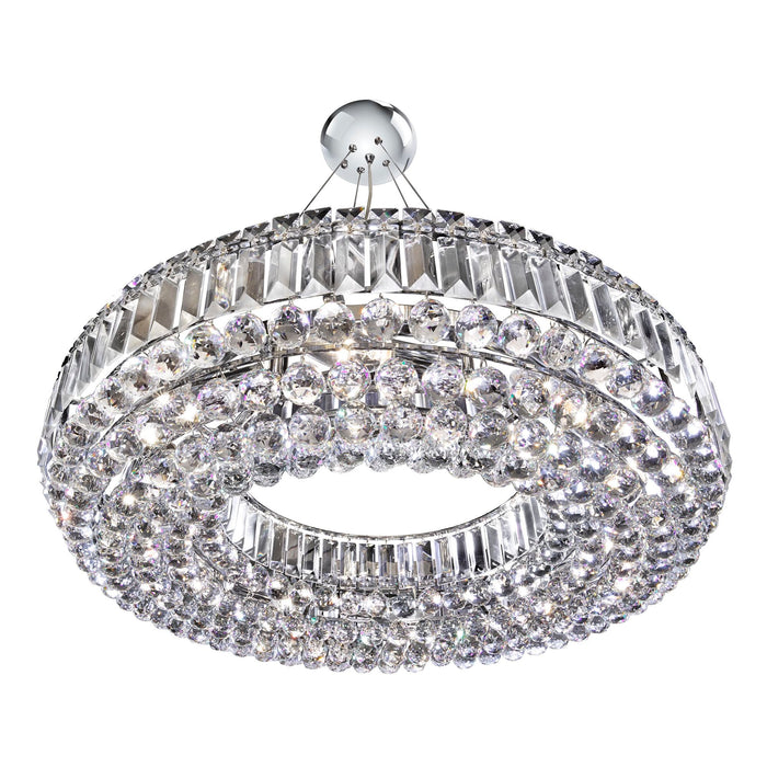 Searchlight Vesuvius -  Circular 10Lt Ceiling, Chrome With Clear Crystal Coffins Trim & Ball Drops • 9392CC