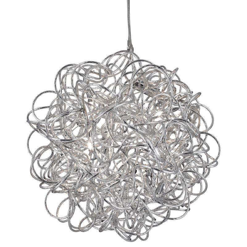 Searchlight Scribble - 6Lt Pendant, Diamond Cut Tangled Aluminium • 9432