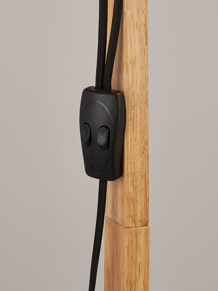 Searchlight Woody 2Lt Floor Lamp, Black And Ash Wood • 95041-2BR